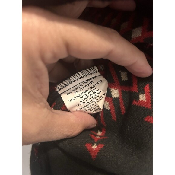 VTG Coastlines Canada Women’s M Red Fleece Jacket Native American Western Cabin - Picture 7 of 8